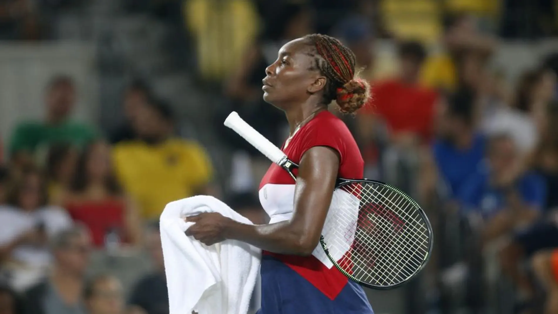 Venus Williams durante el partido ante la belga Flipkens