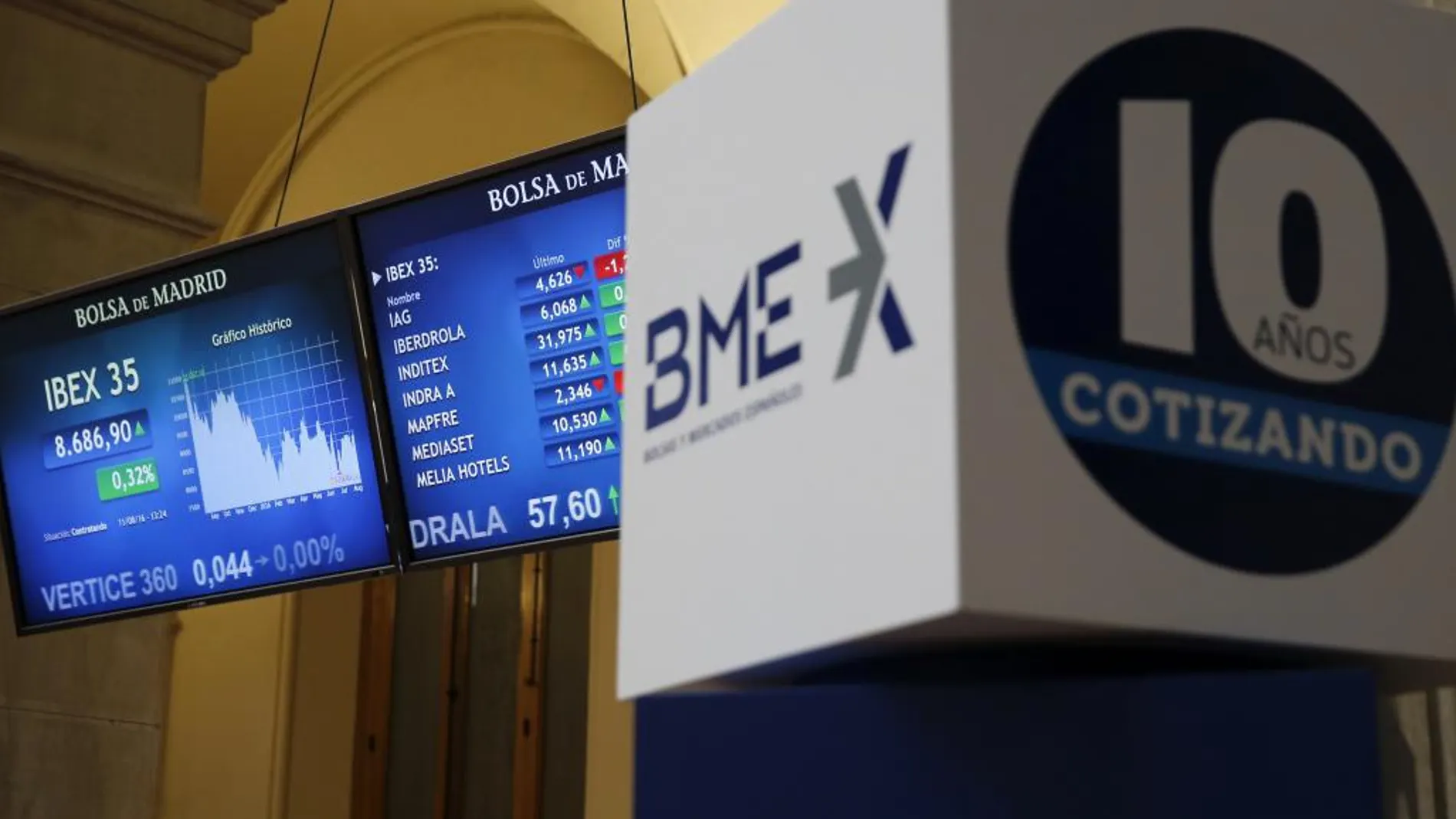 Paneles de la Bolsa de Madrid