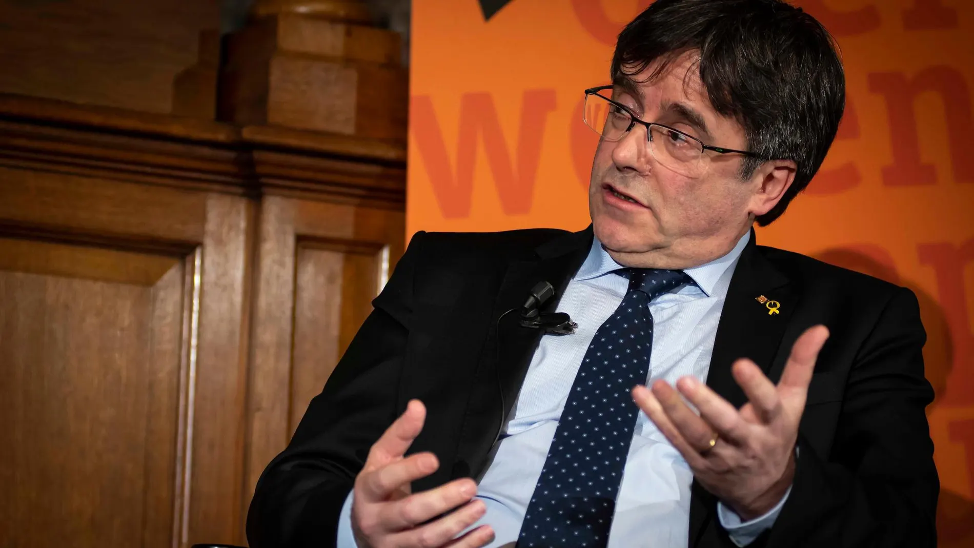 Carles Puigdemont visita el Studium Generale College Tour, un evento organizado por la Universidad de Groninga, en Holanda