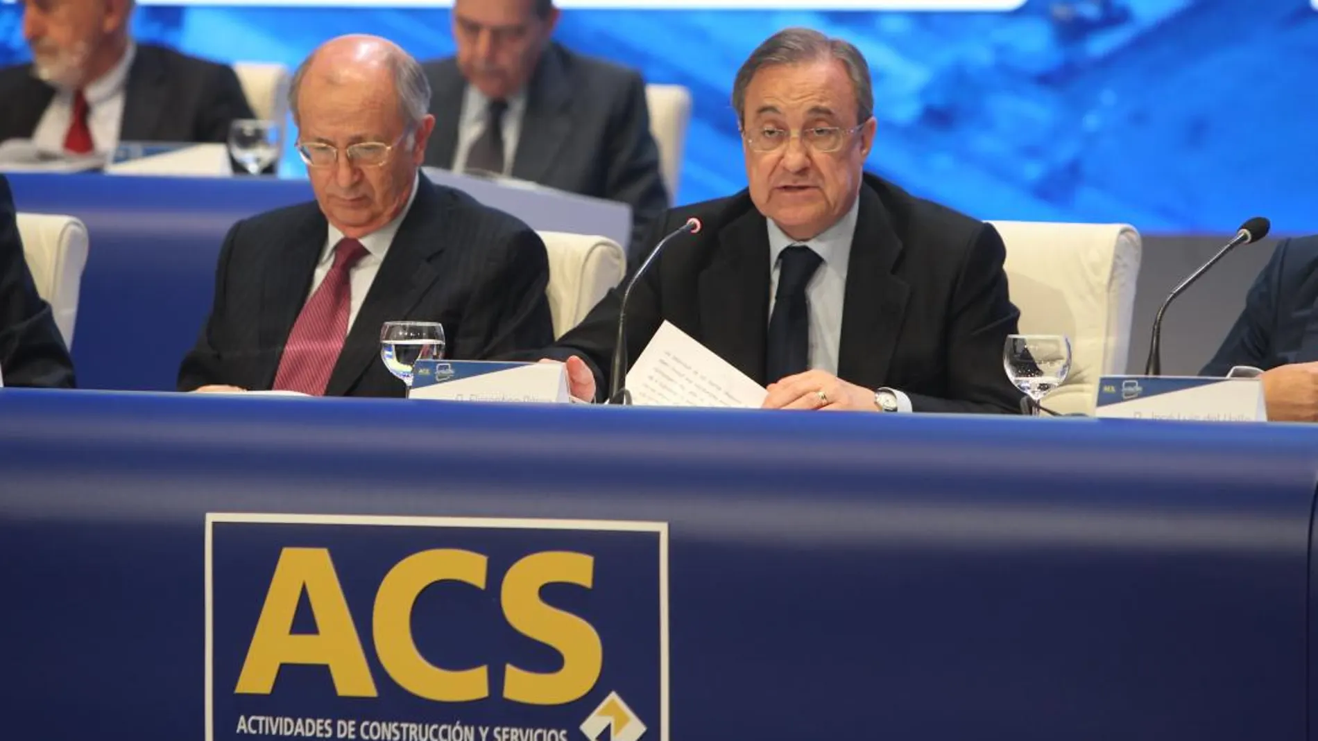 Florentino Pérez, presidente del Grupo ACS, durante una junta de accionistas de la compañía