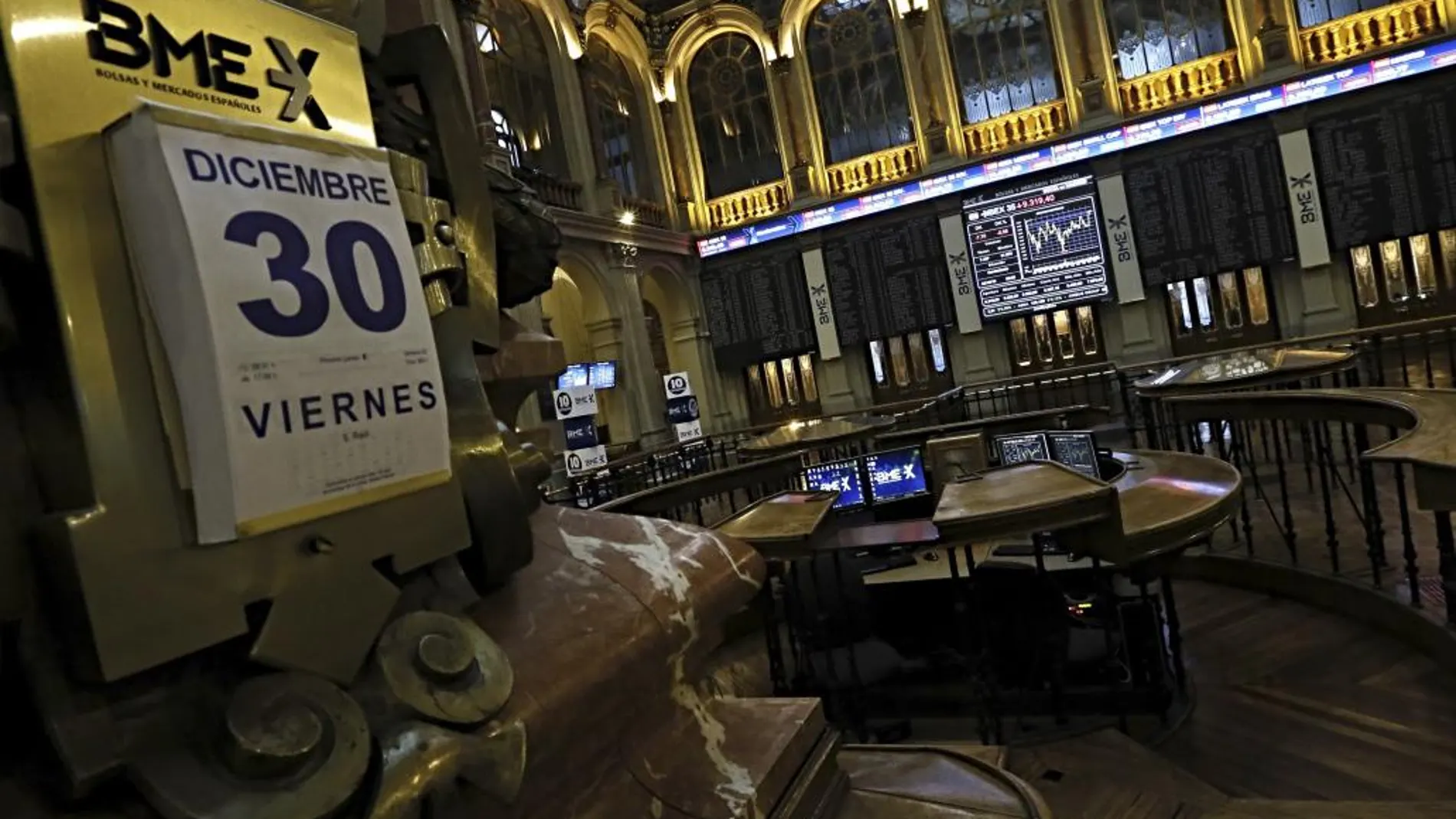 La Bolsa española en su sesión del 30 de diciembre de 2016.