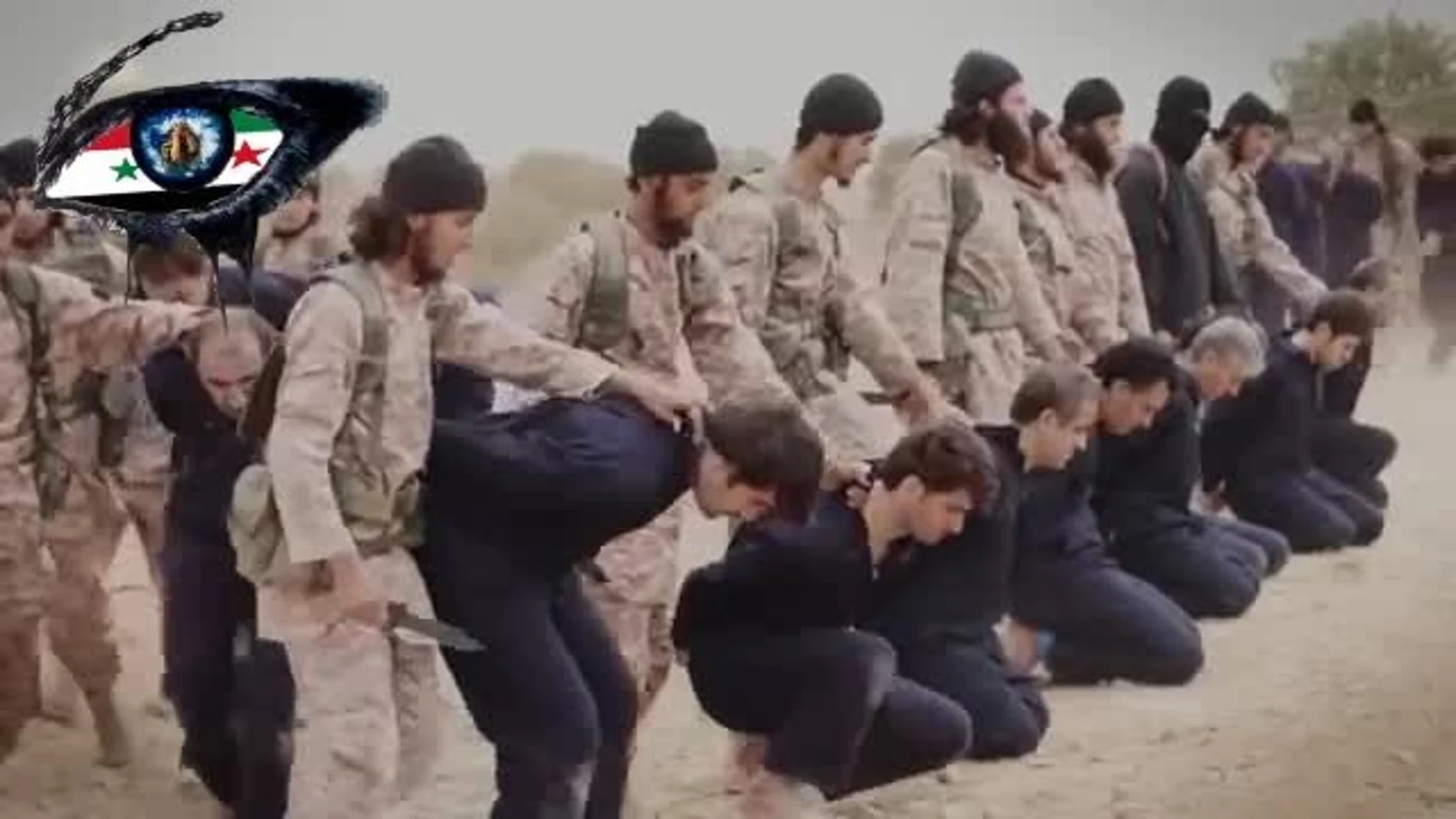 Yihadistas del Estado Islámico antes de asesinar a soldados sirios