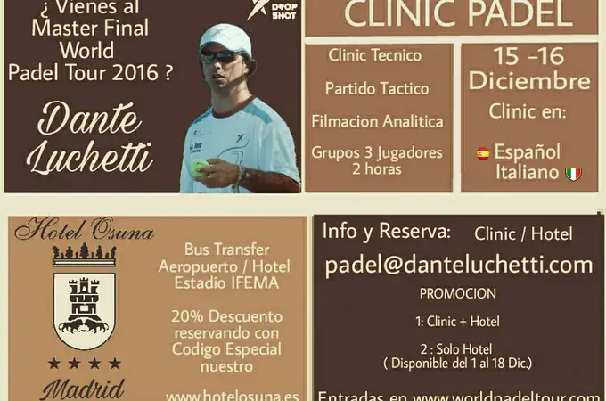Clinic y perfeccionamiento de pádel con Dante Luchetti en Madrid