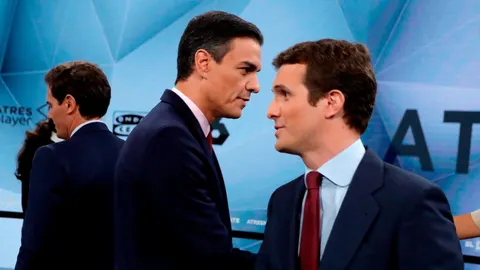 Albert Rivera, Pedro Sánchez y Pablo Casado en el debate de Atresmedia