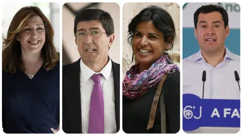De izquierda a derecha, Susana Díaz (PSOE), Juan Marín (Ciudadanos), Teresa Rodríguez (Adelante Andalucía) y Juan Manuel Moreno (PP)