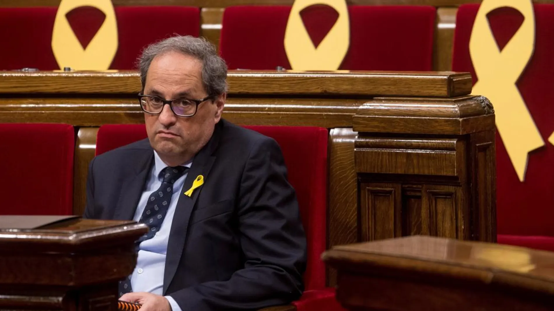 El presidente de la Generalitat, Quim Torra, durante la sesión de control hoy en el Parlament