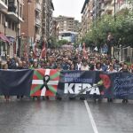 Cabecera de la manifestación en la que se ha rendido homenaje a Kepa del Hoyo