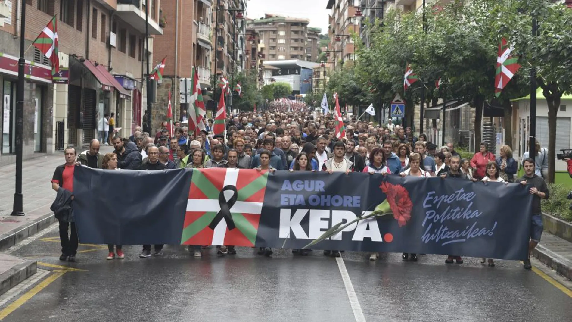 Cabecera de la manifestación en la que se ha rendido homenaje a Kepa del Hoyo