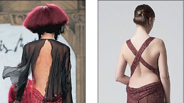 En las imágenes, el vestido de Montesinos (izq.) y el supuesto plagio (dcha.)