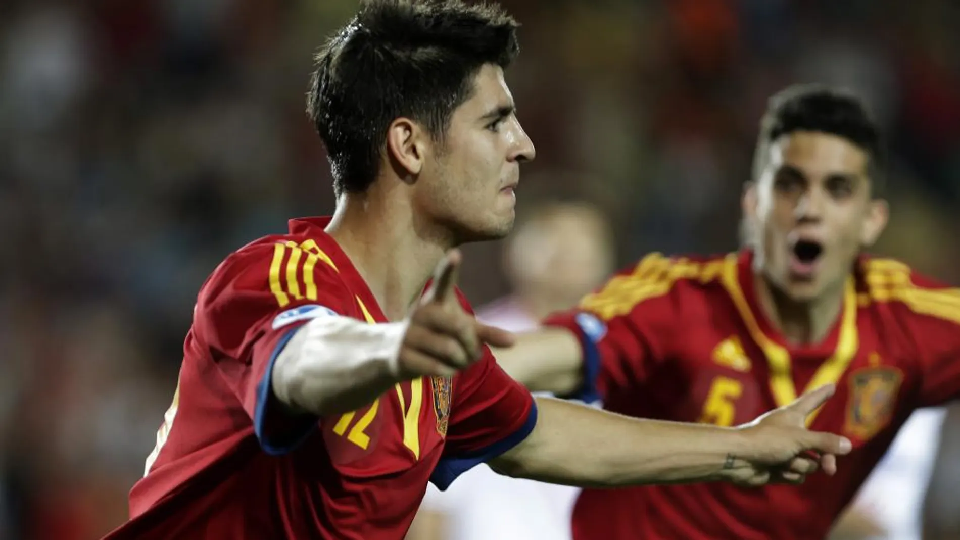 Alvaro Borja Morata celebra su gol