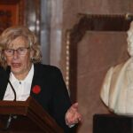 La alcaldesa de Madrid, Manuela Carmena, ayer en México donde estará una semana