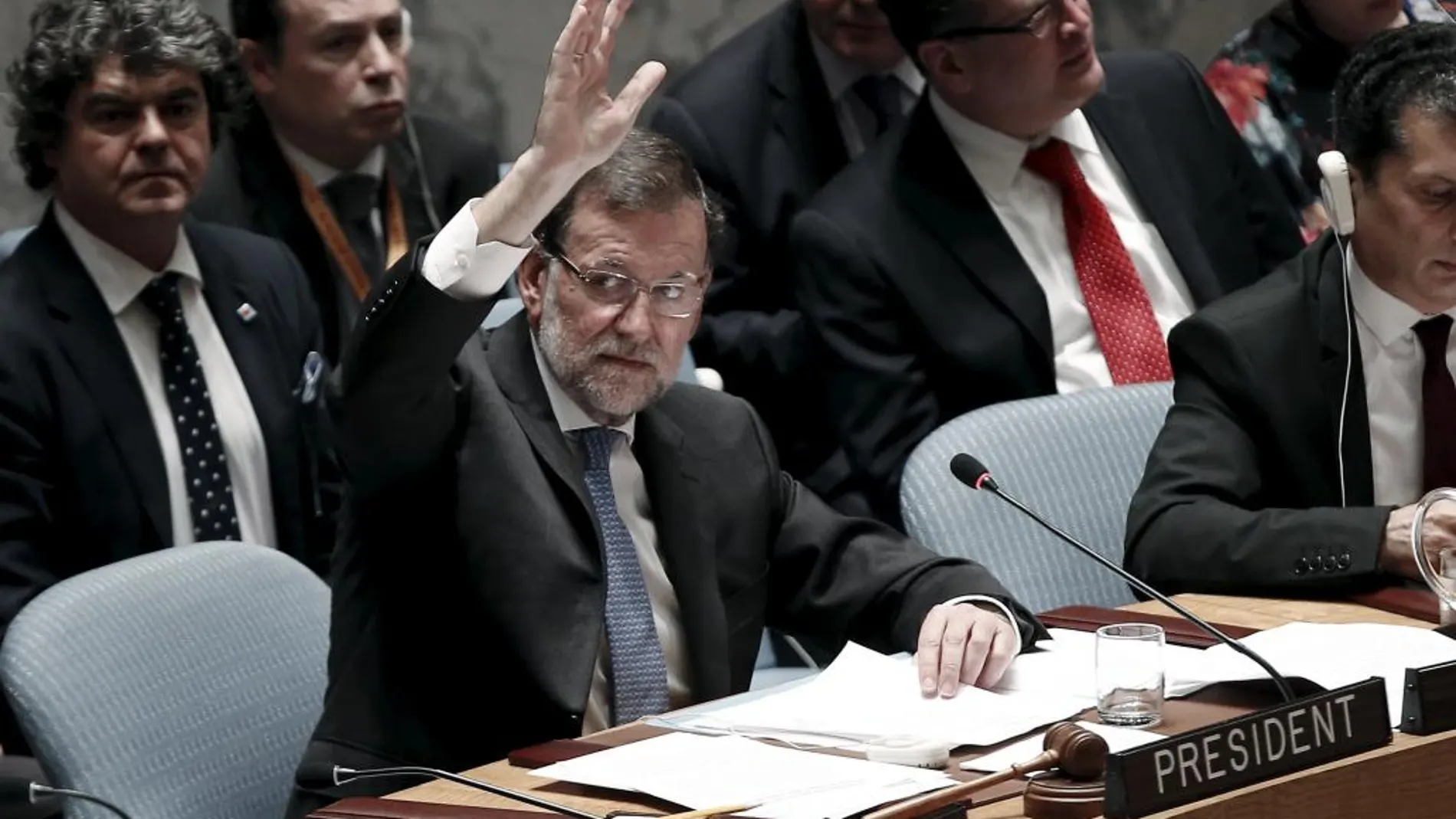 El presidente Mariano Rajoy durante la presidencia del Consejo de Seguridad