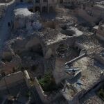 Edificios dañados por los bombardeos en el centro de Alepo
