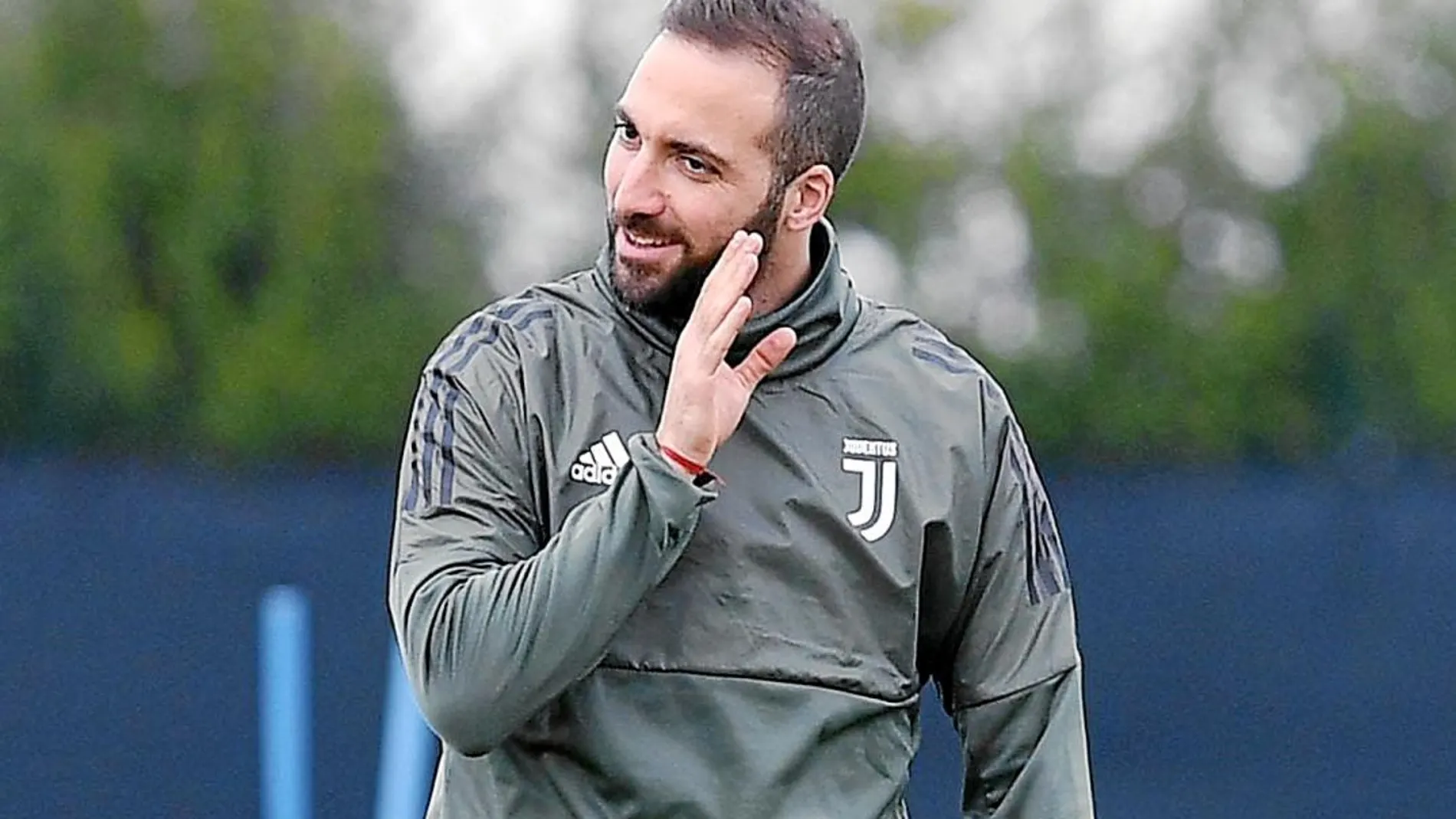 El delantero de la Juventus, en el entrenamiento de ayer