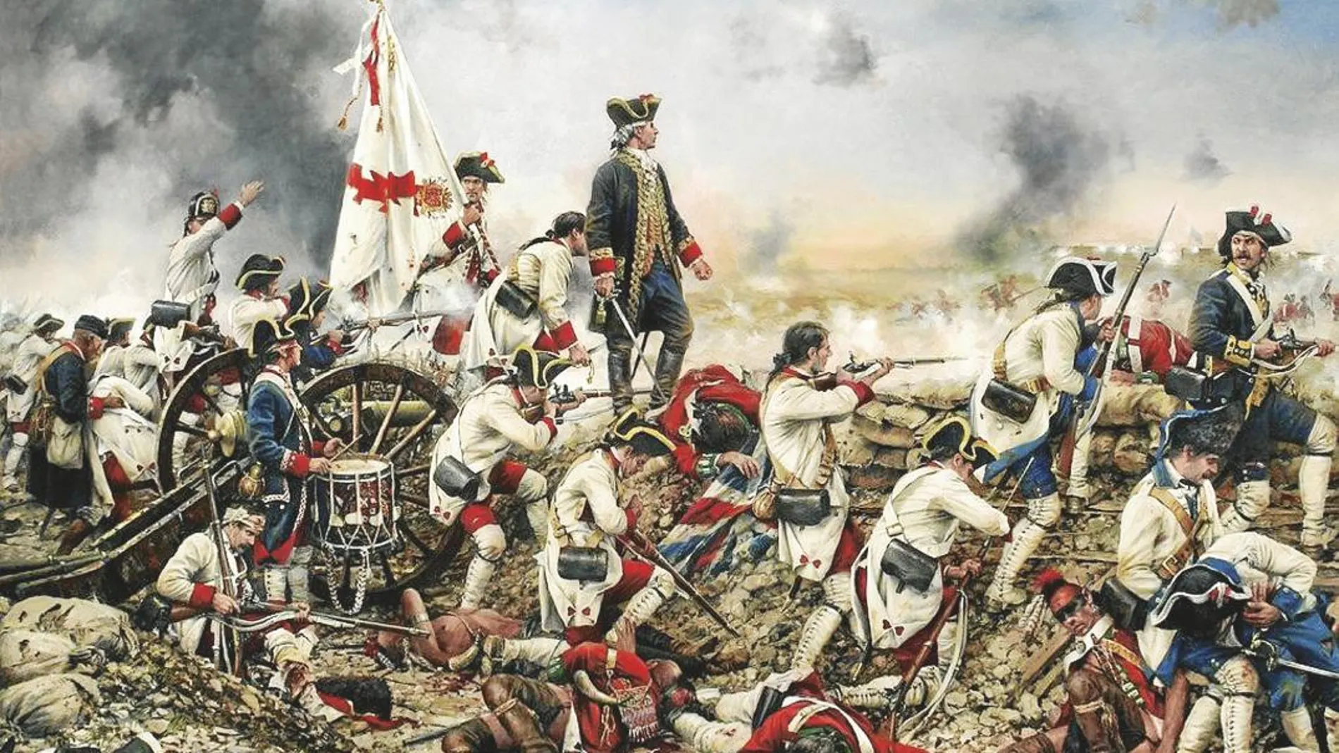 «Por España y por el Rey, Gálvez en América», obra de Augusto Ferrer-Dalmau, que recoge al militar español en la batalla de Pensacola
