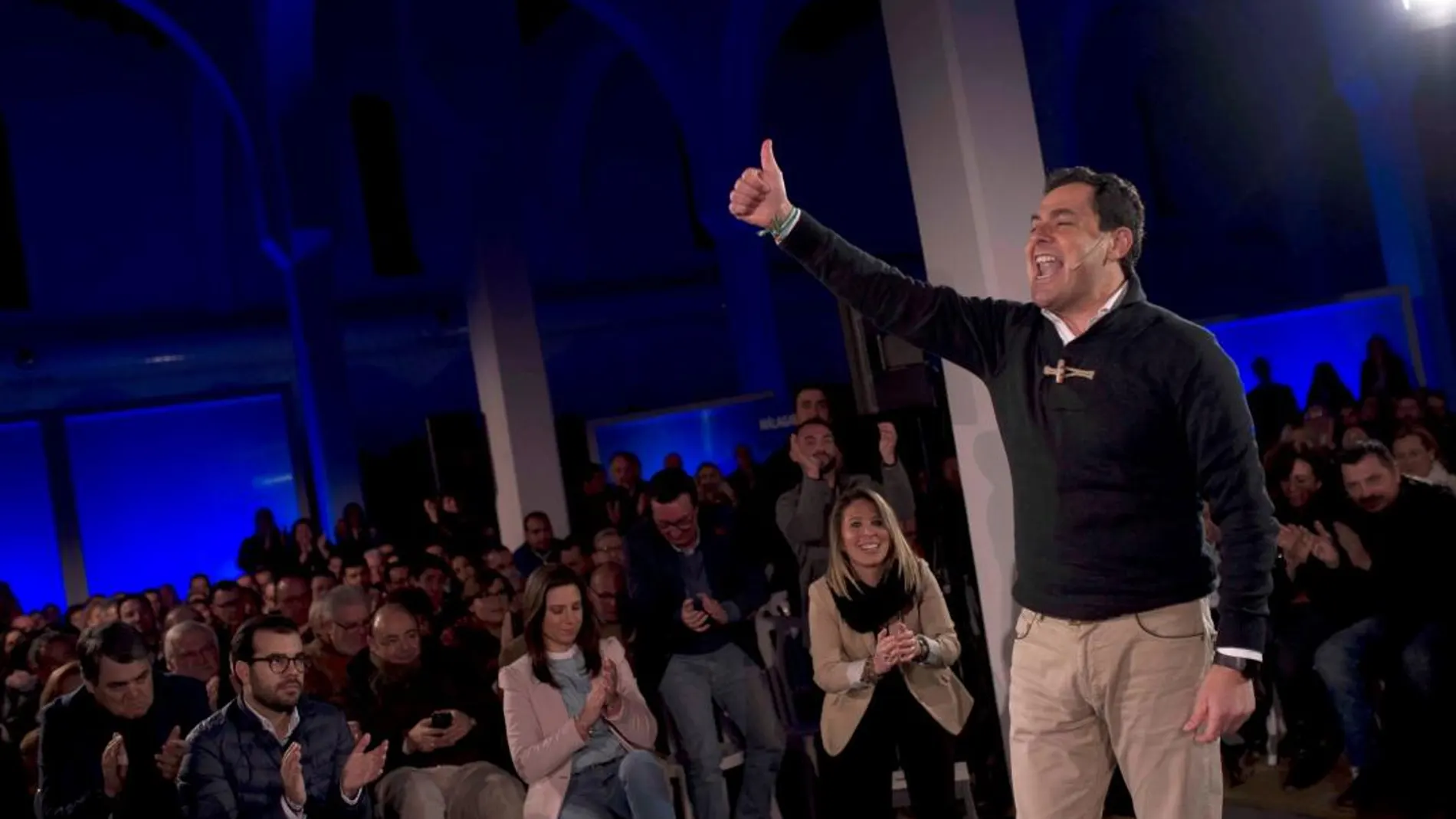 El presidente del PP-A, Juanma Moreno, ayer en Aguilar de la Frontera