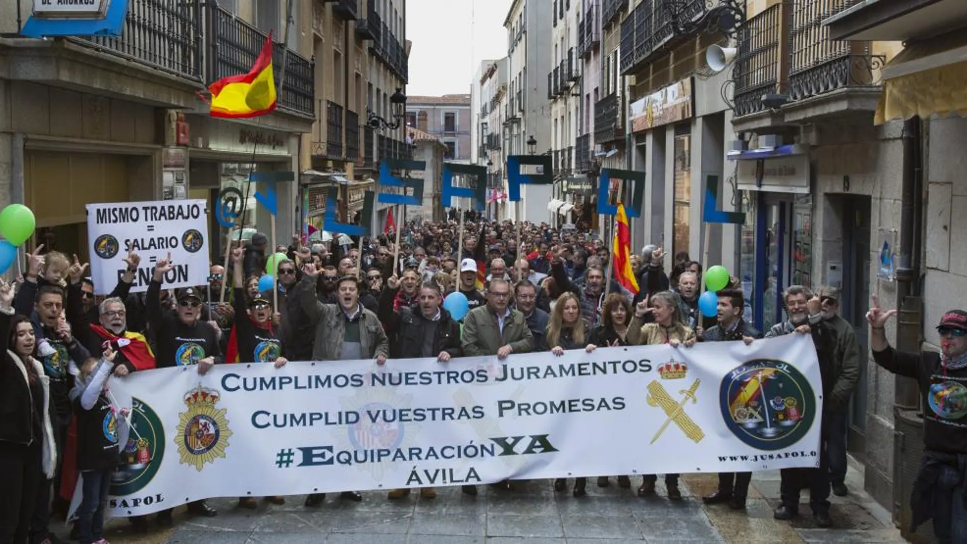Manifestación policial en Ávila por la equiparación salarial