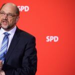 El líder del Partido Social Demócrata (SPD), Martin Schulz, habla durante una conferencia de prensa el pasado miércoles