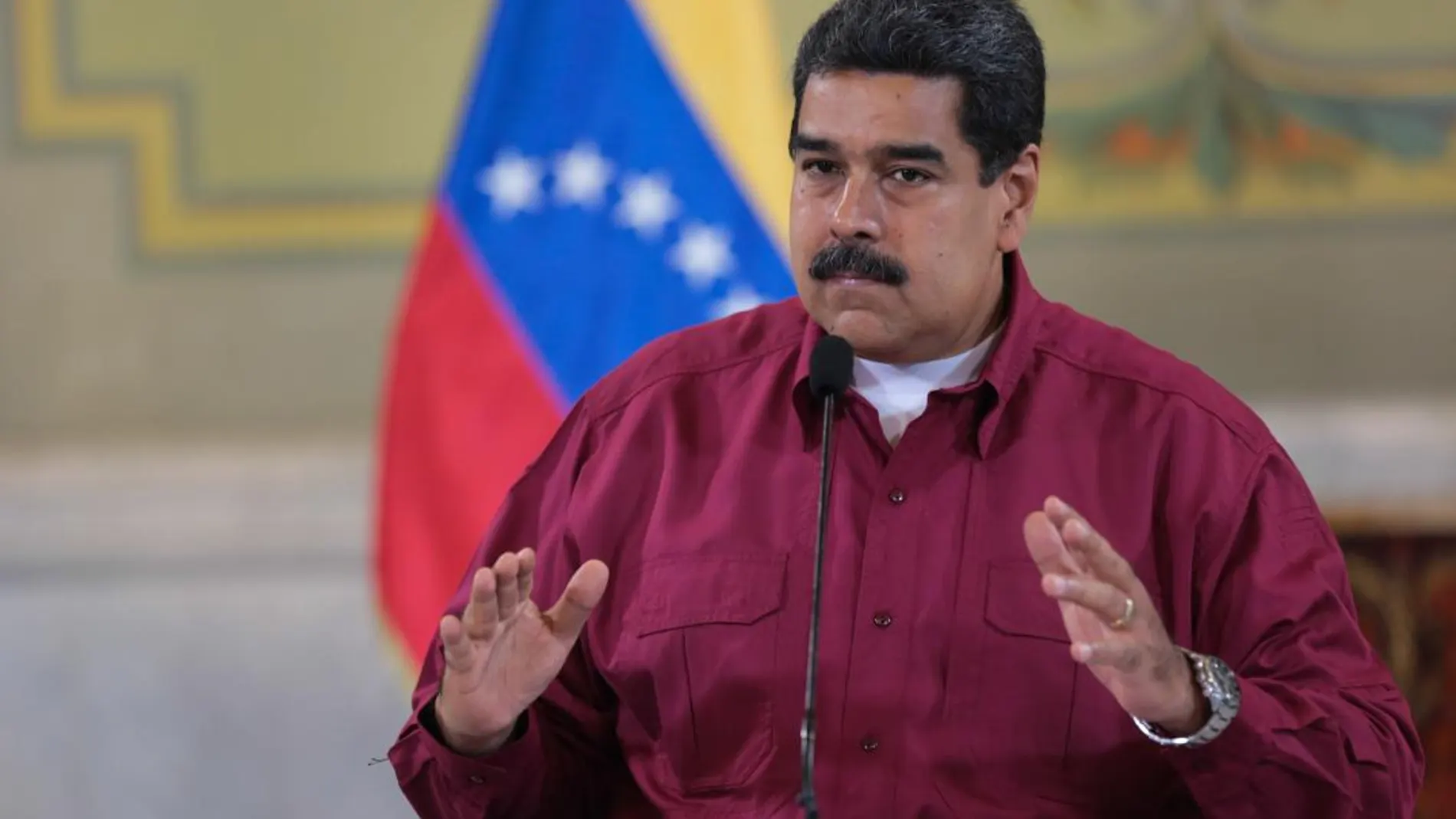 Maduro durante una declaración televisada hoy en Caracas / Efe