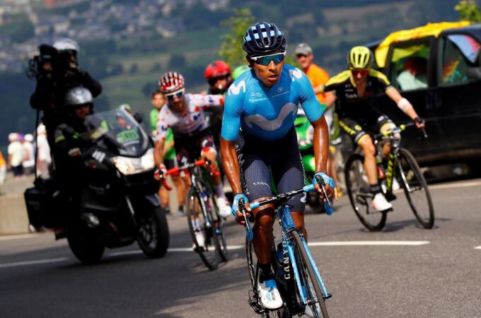 El ciclista colombiano Nairo Quintana, del equipo Movistar, durante la decimoséptima etapa del Tour de Francia. EFE/KIM LUDBROOK