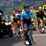 El ciclista colombiano Nairo Quintana, del equipo Movistar, durante la decimoséptima etapa del Tour de Francia. EFE/KIM LUDBROOK