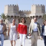 Los concejales socialistas en el Ayuntamiento de Valencia, Ramón Vilar, Anaïs Menguzzato, Sandra Gómez, Vicent Sarrià y Mayte Girau (LA RAZÓN)