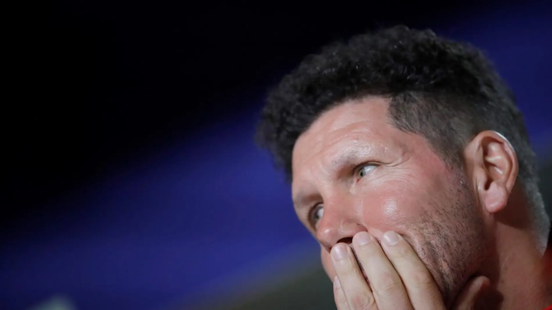 El entrenador argentino del Atlético de Madrid, Diego Pablo Simeone, durante la rueda de prensa en la Ciudad Deportiva Wanda