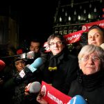 El expresidente catalán Carles Puigdemont durante una concentración en la localidad belga de Lovaina, organizada por la Asamblea Nacional Catalana (ANC)