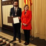 Carme Forcadell y Roger Torrent durante la primera sesión del parlamento catalán