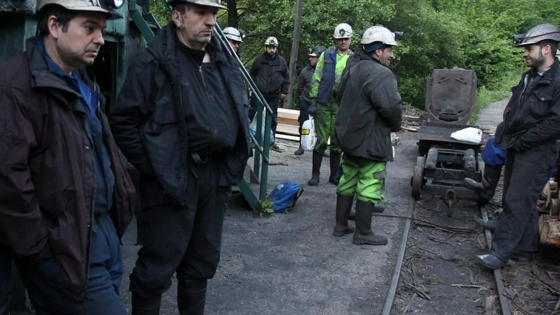 Mineros en la mina del pozo Casares en Tremor de Arriba (León), una de las últimas minas de interior en cerrar en la comarca de El Bierzo