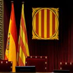 Vista del sillón del presidente del Parlament de Cataluña