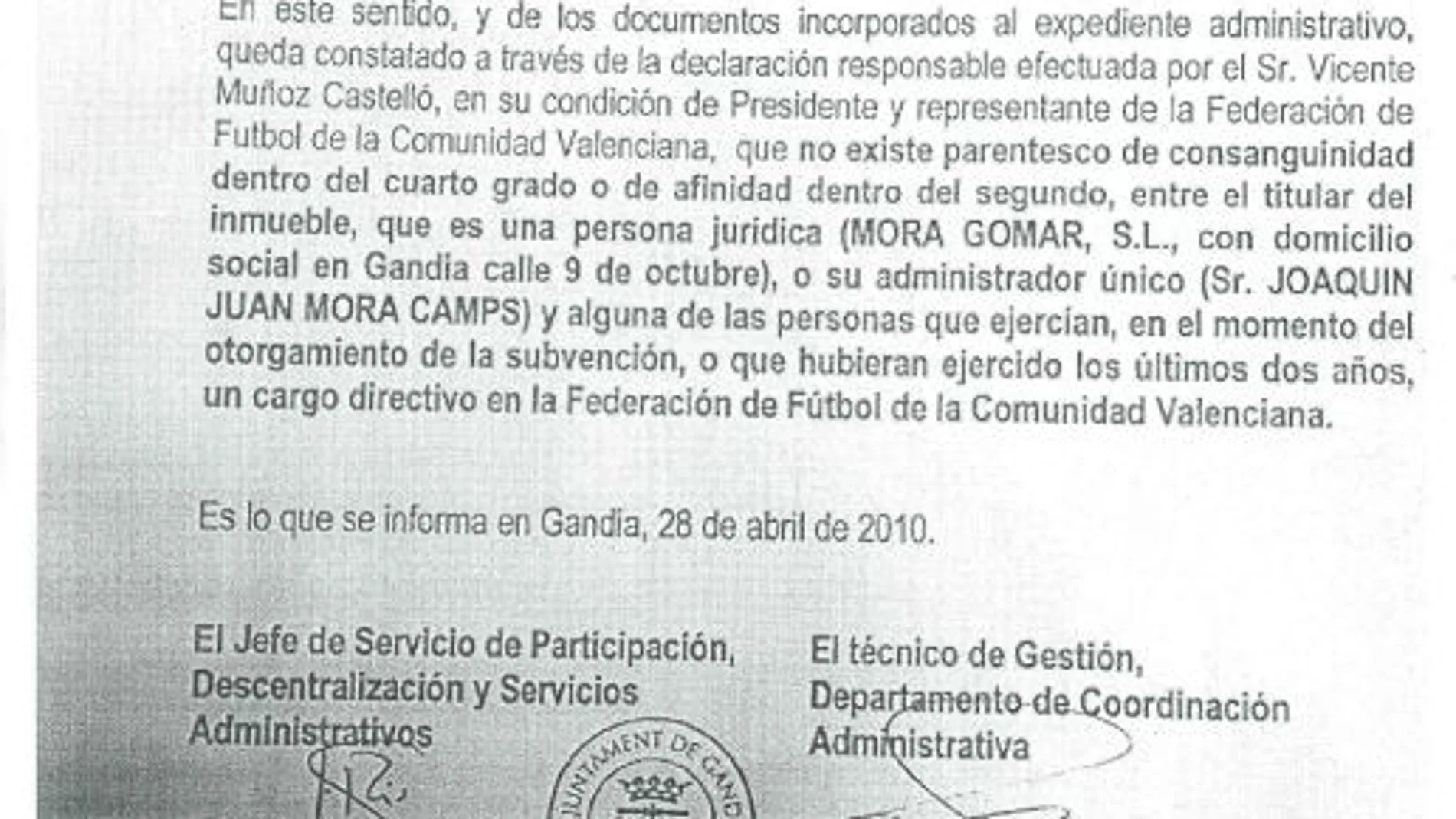 El informe se presentó ante la Ejecutiva Nacional. Concluye que hubo «deficiencias contables» en relación con la empresa Crespo Gomar, así como una «deficiente custodia» de los gastos electorales