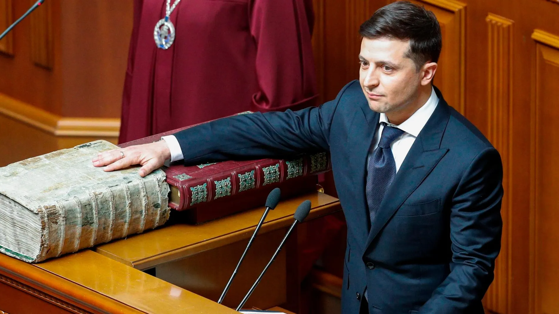 Vladímir Zelenski, durante su investidura en el Parlamento ucraniano o Rada Suprema/Efe/Sergey Dolzhenko