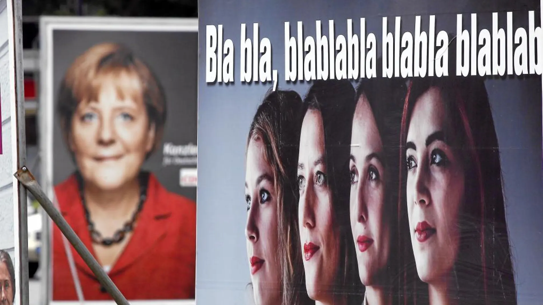 Un cartel de la campaña de la canciller alemana