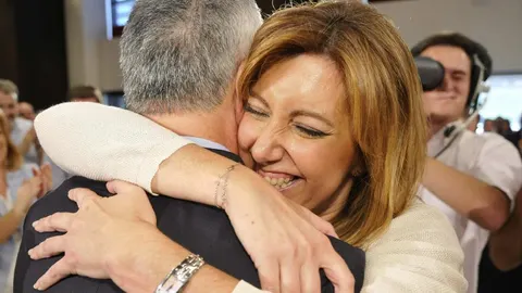 Susana Díaz, y José Antonio Griñán, durante la reunión del Comité Director del partido celebrada esta tarde en Sevilla.