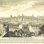 ASEDIO FINAL.Grabado de la ciudad de Barcelona durante el 11 de septiembre de 1714