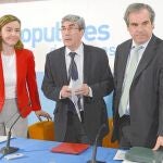 Los procuradores del PP por Burgos Rodríguez Porres, Aguilar y Romeral