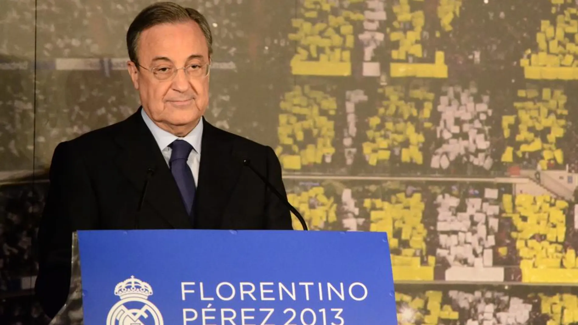 Florentino Pérez durante la presentación de su candidatura