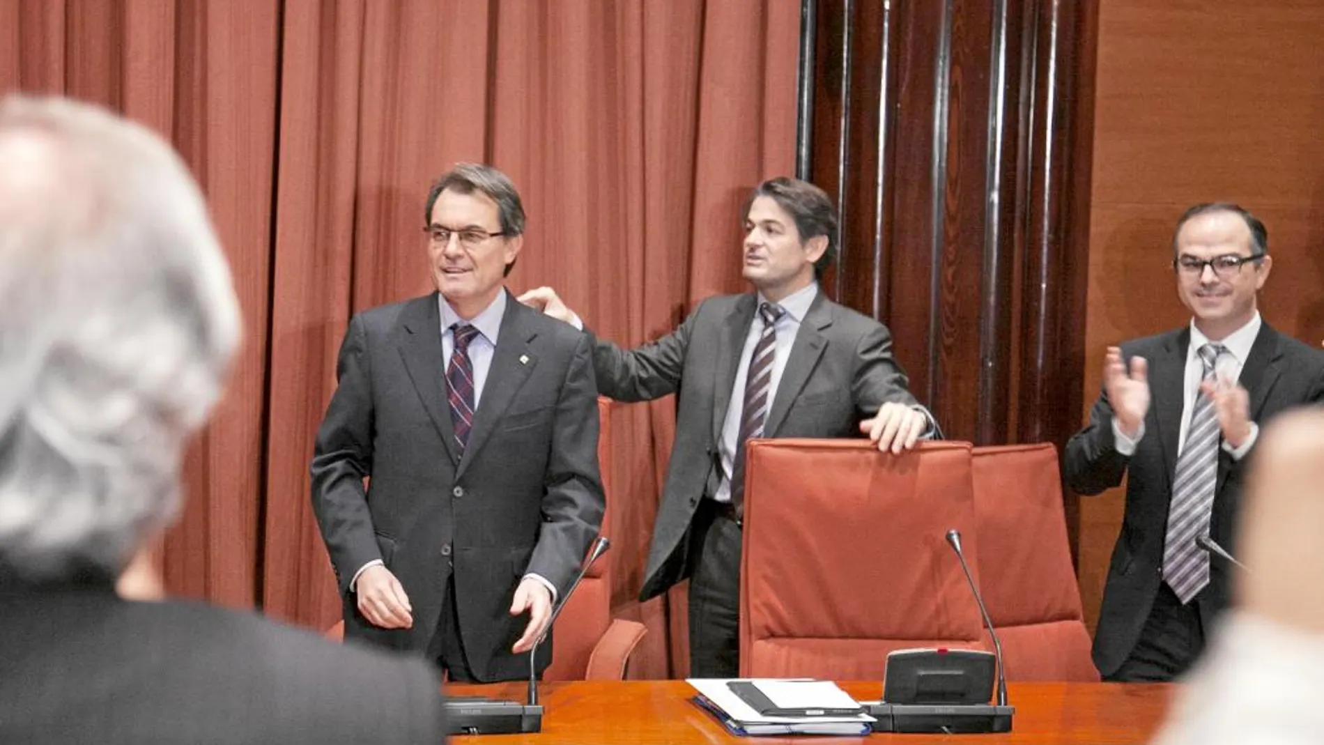 Artur Mas y Oriol Pujol, ayer en el Parlament