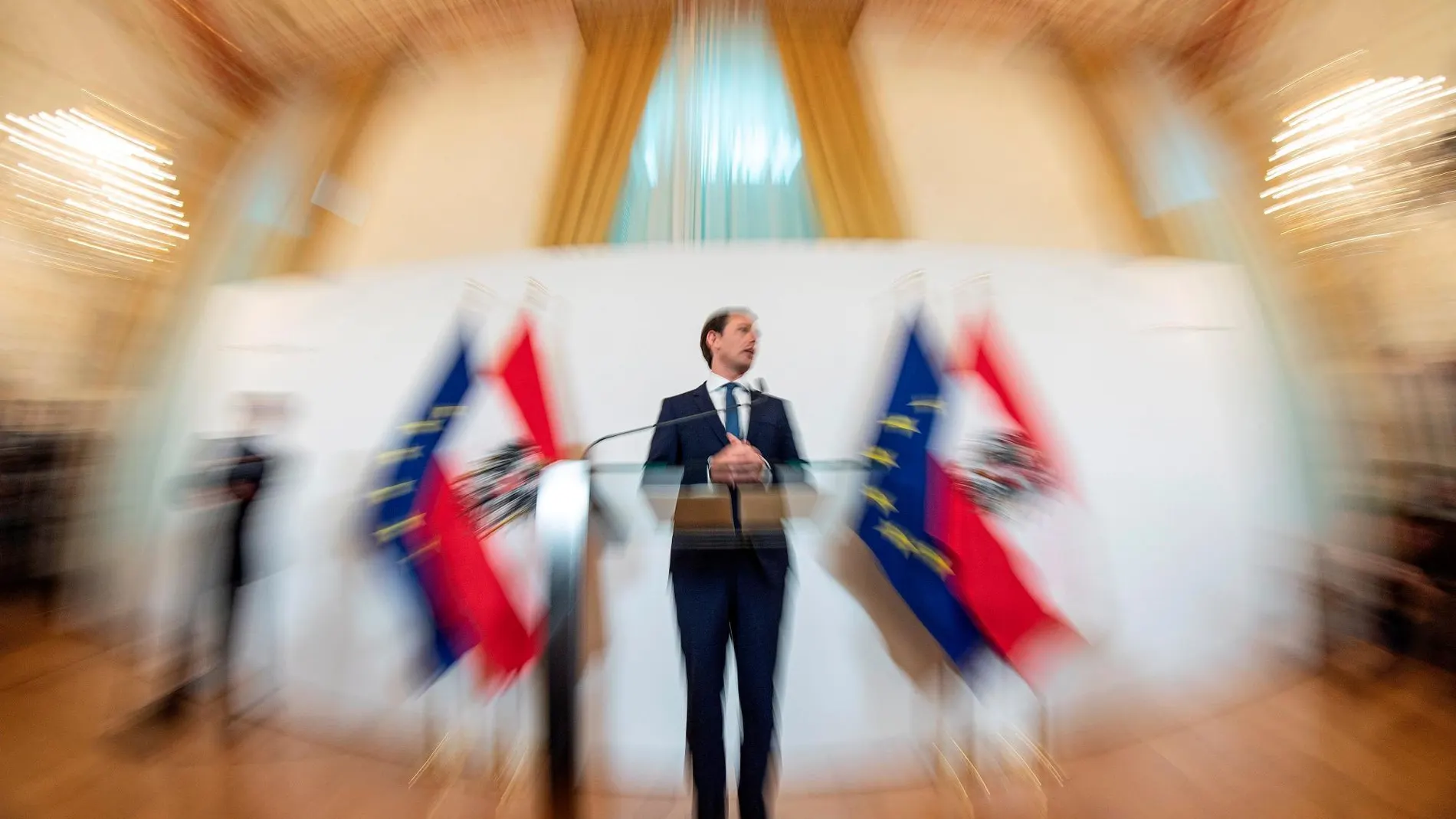 El canciller Sebastian Kurz en la rueda de prensa de hoy/Efe