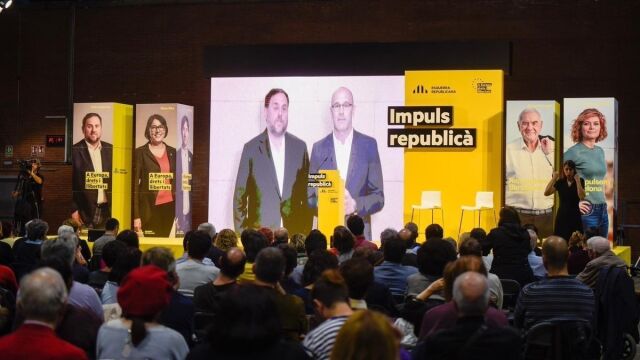 Oriol Junqueras en una acto desde la cárcel