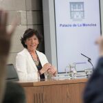 La ministra de Educación en funciones y portavoz del Gobierno, Isabel Celaá, durante la rueda de prensa posterior al consejo de ministros. / Foto: Luis Díaz