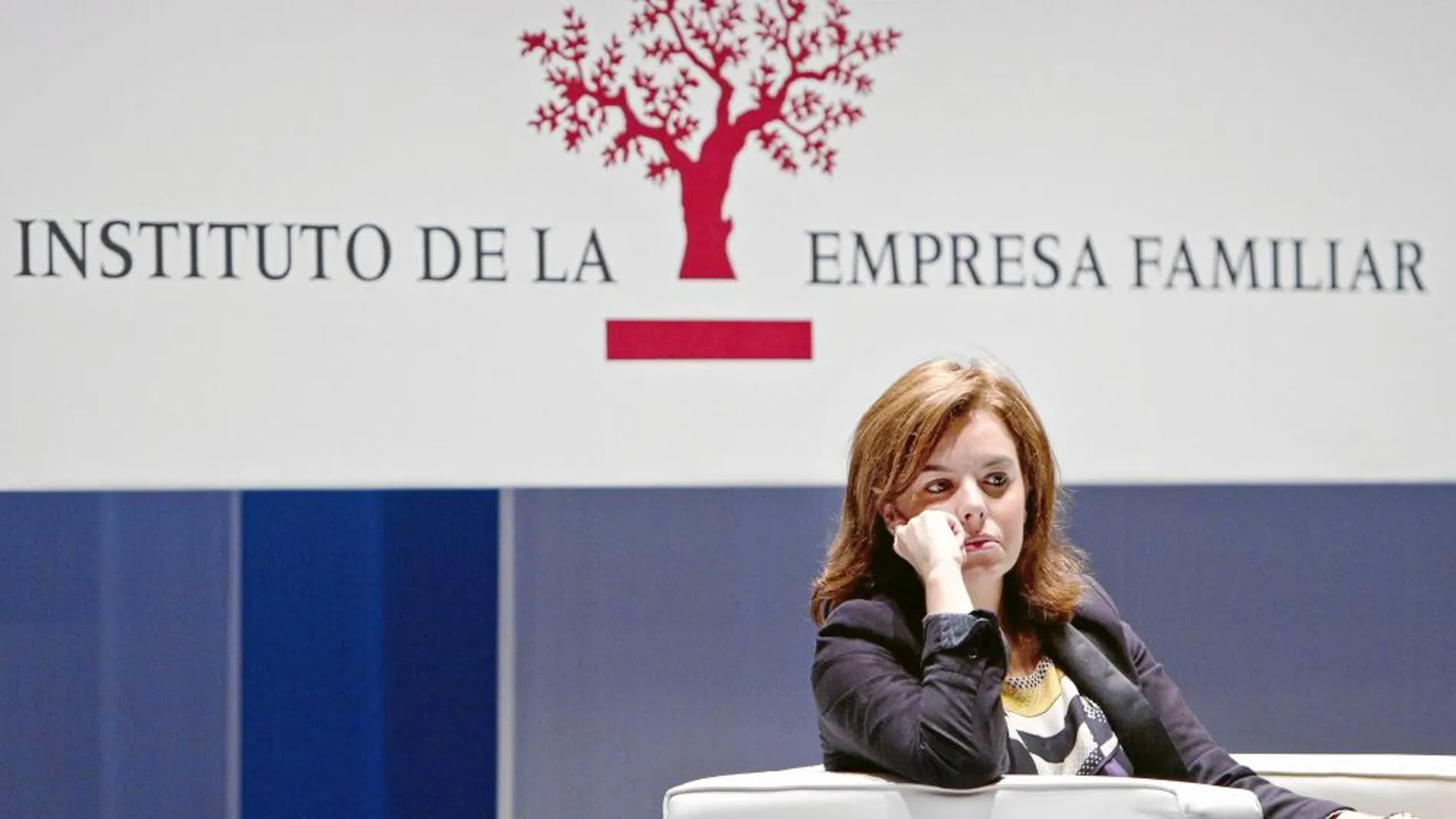La vicepresidenta del Gobierno, Soraya Sáenz de Santamaría, ayer, en la clausura del XVI Congreso de la Empresa Familiar