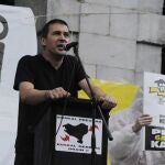 El ex portavoz de Batasuna Arnaldo Otegi, durante un acto celebrado en 2008 en la plaza de la localidad guipuzcoana de Elgoibar