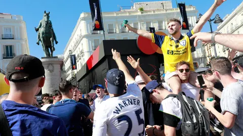 Aficionados del Liverpool en Madrid