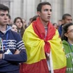 Peregrinos españoles, ayer, en la misa celebrada por el cardenalRouco