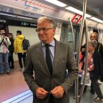 El alcaldable del PP, Josep Bou, ayer en el Metro