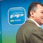 El secretario general del PP-A, José Luis Sanz, ayer en la sede regional