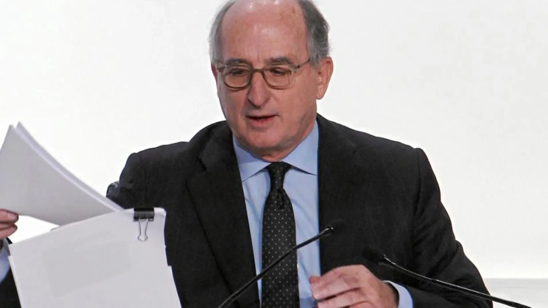 Antonio Brufau, ayer, durante su intervención en la junta general de accionistas de Repsol
