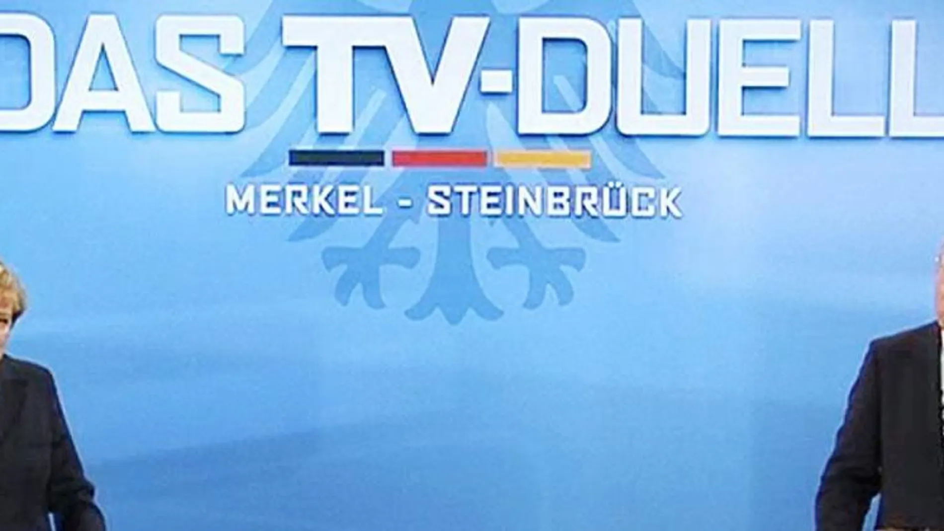 Merkel y Steinbruck, durante el debate televisado